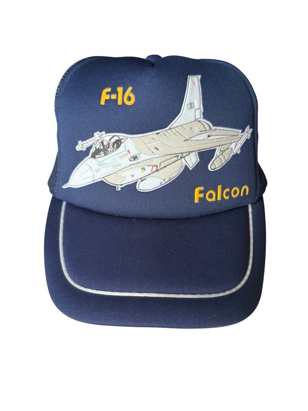 Navy Blue F-16 Falcon trucker hat- SnapBack Cap - vintage f-16 falcon jet hat